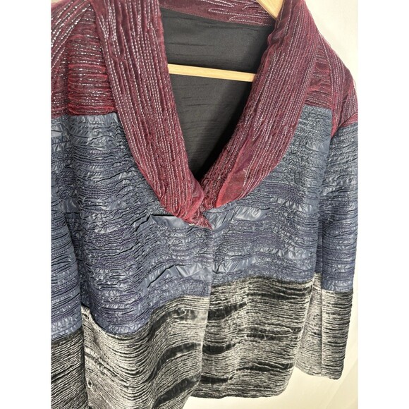 Shamask NWOT Silk Velvet Brocade Metallic Evening Lux Jacket Eskandar 3 XL 16 18 - Picture 3 of 8